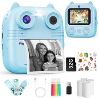 Kinderkamera Sofortbildkamera Kinder, 1080FHD 48MP Dual-Kameraobjektive 2,4 Zoll IPS Bildschirm Digitalkameras, mit 4 Druckpapier 32GB Karte Kamera Geschenke für Jungen & Mädchen von 3-12 Jahren