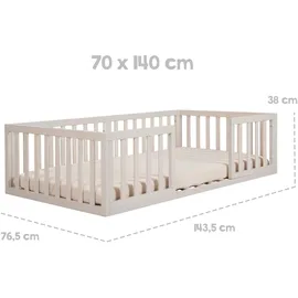 roba Bodenbett Montessori 70 x 140 cm Holz grau