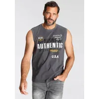 MAN'S WORLD Muscleshirt, ohne Ärmel, bedruckt, Rundhalsausschnitt, aus Baumwolle, Gr. S (44/46), grau, , 41732420-S