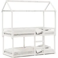 VidaXL Etagenbett mit Dach Weiß 90x190 cm Massivholz Kiefer