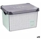 Kipit Aufbewahrungsbox demit Deckel home quadratisch 22 l grau Kunststoff 29 x 23,5 x 39 cm (12 Stück)