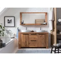 Woodkings Woodkings® Waschtisch mit Spiegel Badset Auckland Massivholz Waschtischunterschrank