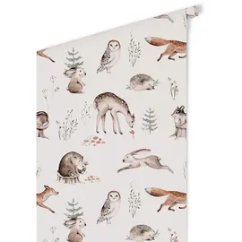 wall-art Vliestapete Kinderzimmer Waldtiere 0,48 m x 5,28 m 0 g beige
