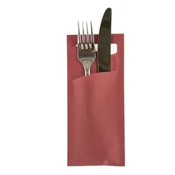 Prime Guest Bestecktasche Prime Fit in Bordeaux 85 x 190 mm, mit 2-lagiger Tissue-Serviette in Weiß - 500 Stück