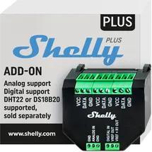 Shelly Plus Add-On - 1xDS18B20 Leistungsrelais Schwarz, Grün