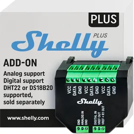 Shelly Plus Add-On - 1xDS18B20 Leistungsrelais Schwarz, Grün