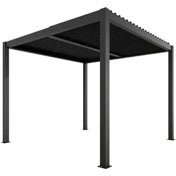 Ximax Lamellendach Pergola Shade freistehend 3x3 m Inkl. Farbbeleuchtung Dunkelgrau Elektrisch