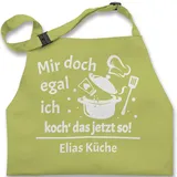 Kinderschürze Schürze Kinder Jungen Mädchen - Kochschürze - Mir doch egal ich koch das jetzt so mit Name - 2-6 Jahre - Hellgrün - für küche 10 personalisierte kind - 2-6 Jahre