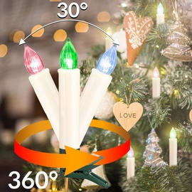 monzana LED Weihnachtsbaumkerzen 30er-Set Mehrfarbig mit Batterien