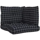 vidaXL Sitzkissen 3 St. 40 x 40 x 5 cm schwarz kariert
