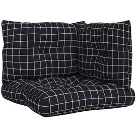 vidaXL Sitzkissen 3 St. 40 x 40 x 5 cm schwarz kariert