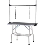 PawHut Trimmtisch Tierpflegetisch höhenverstellbar klappbar mit Unterkorb für Hunde 107x60x170cm in Schwarz   Aosom.de