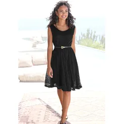 LASCANA Spitzenkleid, mit breiten Trägern, festlich LASCANA schwarz 34