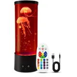 Klarlight Quallenlampe, 29cm bunte Quallenlampe mit 16 wechselnden Farben und 4 Modi für Kinder und Erwachsene, USB-Fernbedienung/Batteriebetriebene Quallen-Lavalampe