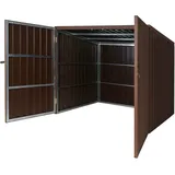 WPC-Fahrradgarage HHG 054, Geräteschuppen Fahrradbox, Metall Holzoptik abschließbar 4 Räder 172x213x160cm braun