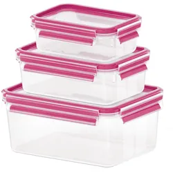 Frischhaltedose EMSA "Clip & Close", pink (transparent, himbeere), Kunststoff, Lebensmittelaufbewahrungsbehälter, 0,55/1/2,2L,auslaufsicher, hygienisch, innovative Deckeltechnologie