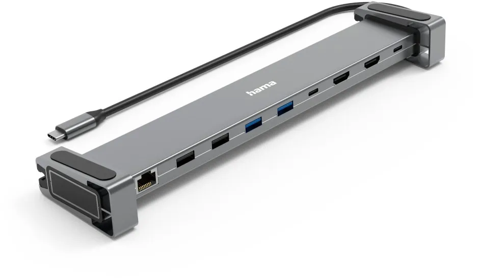 HAMA Laptop-Dockingstation "USB Hub 9in1 (USB-Dockingstation 4K mit: USB-A, USB-C, HDMITM, LAN)" Dockingstationen grau (anthrazit)