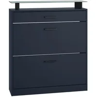 Vladon Schuhschrank, Dunkelblau, Holzwerkstoff, 89x104x23 cm, Garderobe, Schuhaufbewahrung, Schuhkipper