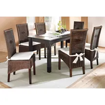 Home Affaire Stuhl HOME AFFAIRE "Stuhlparade", braun (dunkelbraun), B:46cm H:102,5cm T:56,5cm, Geflecht Rattan, Stühle, Stuhl, 2 Stück inkl. Sitzkissen, in Handarbeit gefertigt