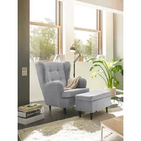 Ed exciting design Ohrensessel »Oskar«, mit Massivholzfüßen, grau