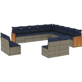 vidaXL Gartensofa-Set 13-tlg. grau Polyrattan