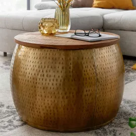 Wohnling Couchtisch Gold Mango 60 x 60 x 40 cm
