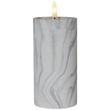 Star Trading LED Stumpenkerze Marmoroptik Zement/Wachs natürliche Flamme Marble', - grau