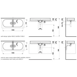 Laufen Sonar Doppelwaschtisch 100 x 37 cm H8123494001121