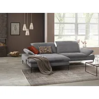 Ecksofa W.SCHILLIG "enjoy&MORE" Sofas Gr. B/H/T: 294cm x 87cm x 185cm, Chenille-Flachgewebe R66, Recamiere links, mit Kopfteilverstellung-mit Armlehnenverstellung-mit Sitztiefenverstellung, grau (dolphin r66) Sitztiefenverstellung, Füße schwarz pulverbeschichtet, Breite 294 cm