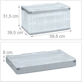 Relaxdays Klappbox 59,5 x 39,5 x 31,5 cm 1-tlg. grau