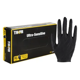 Abena Re-Seller GmbH Nitrilhandschuhe, Thor Ultra Sensitive schwarz XL 100er Gr. 10, unsterile Nitrilhandschuhe, 100 Stück/Box