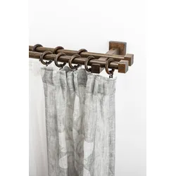 Gardinenstange GARESA "CUBUS", braun (nussbaum), L:100cm Ø:20mm, Holz, Gardinenstangen, Vorhanggarnitur, verlängerbar, Endkappe, mit Ringe