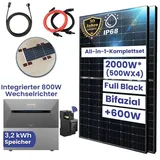 All In One 2000W Solaranlage Komplettset inkl. Speicher 3,2 kWh Anker SOLIX Solarbank E1600 PRO mit Smarter Zähler & Aufständerung Halterung