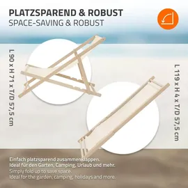ECD Germany Liegestuhl Klappbar 10er Set 120 x 60 x 30 cm Beige