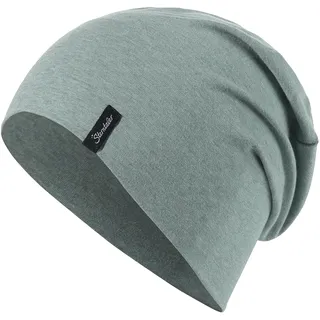 Sterntaler OCS Beanie Melange – Unisex Baby Mütze aus Melange-Singlejersey (Bio) – weiche Kopfbedeckung mit zwei Tragevarianten – lässige Übergangsmütze für Babys & Kinder – steingrün, Gr. 49