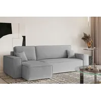 Kaiser Möbel Ecksofa mit schlaffunktion und bettkasten, Ecksofa L-Form, Eckcouch L-Form BEST stoff NEVE Links Grau - Grau