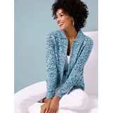 Classic Basics Strickjacke in Türkis-Himmelblau-Meliert 56