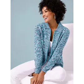 Classic Basics Strickjacke in Türkis-Himmelblau-Meliert 56