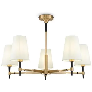 Licht-Erlebnisse Kronleuchter (B)78 x (L)78 x (H)49 cm in Messing Weiß Deckenleuchte