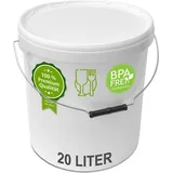 plasteo plasteo® 20 Liter Eimer mit Deckel Lebensmittelecht Luftdicht Kunststoffeimer Plastikeimer Leereimer Transporteimer (1x 20 Liter)