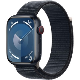 Apple Watch Series 9 GPS + Cellular 45 mm Aluminiumgehäuse mitternacht, Sport Loop mitternacht One Size