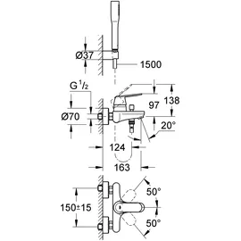 Grohe Eurosmart Cosmopolitan Einhandwannenmischer DN 15 inkl. Brause (32832000)