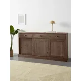 Home Affaire Sideboard »Schröder«, Kommode, 3 Schiebetüren, 3 Schubkasten, aus massivem Kiefernholz, braun