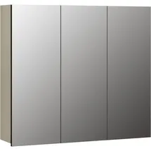 WELLTIME Spiegelschrank WELLTIME "Amrum", grau (hellgrau), B:90cm H:80cm T:20cm, Schränke, Spiegelschrank, 3-Türiger Badspiegel mit Stauraum - Maße (B/T/H) 90/20/80 cm