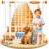 Kesser Kidiz® Türschutzgitter Absperrgitter Treppengitter Kindergitter mit Türe für Hunde und Katzen Haustier ohne Bohren erweiterbar kombinierbar mit Y-Spindeln schwenkbar,