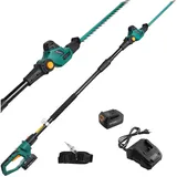 TLGREEN - Kabellose Teleskop-Heckenschere, Heckenschere mit 20V 4,0Ah Li-Ion Akku/Ladegerät, 45 cm Klingenlänge, Kapazität: 15 mm,