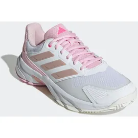 adidas Damen Courtjam Control 3 Tennis Shoes, Cloud White/Silver Metallic/Lucid Pink, 41 1/3 EU