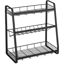 Relaxdays Gewürzregal 3 Etagen 38 x 35 x 18,5 cm Schwarz