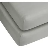 ASPERO Spannbettlaken Baumwolle-Jersey-Elasthan 90-100 x 200 cm grau 2 St.