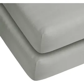 ASPERO Spannbettlaken Baumwolle-Jersey-Elasthan 90-100 x 200 cm grau 2 St.